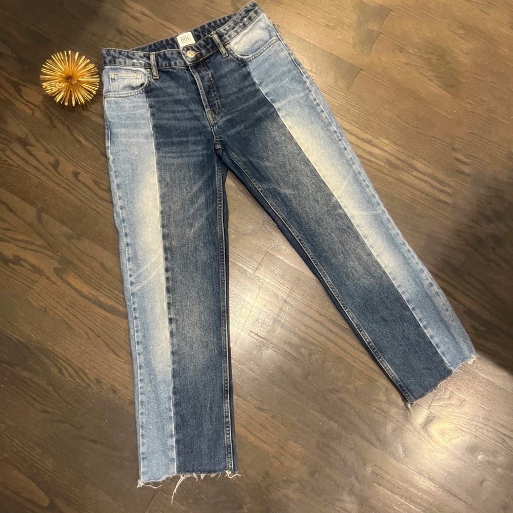 BDG Jessye Straight Leg Two Tone Jeans 100% Cotton Cropped Tag 27